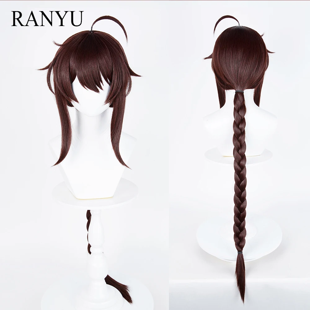 

Anime Game Cosplay Brown Synthetic Braided Wigs with Bangs Long Straight Fluffy Wig Heat Resistant for Daily Party