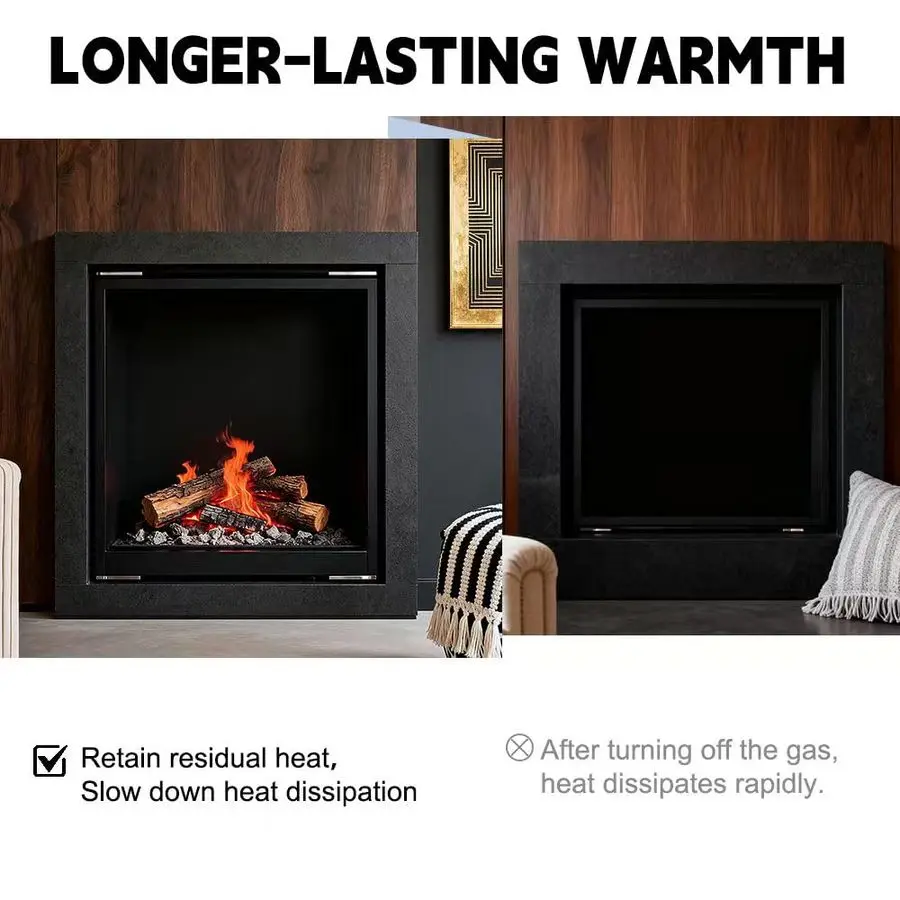 مجموعة سجلات الموقد المصنوعة من ألياف السيراميك، سجلات خشبية واقعية للمواقد الكهربائية المصنوعة من غاز البروبان بدون فتحات، حفر النار، قابلة للتكديس #3