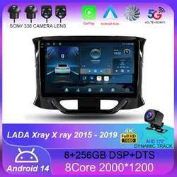 For LADA Xray X ray 2015 - 2019 Carplay Auto 4G+WIFI GPS Car Radio Navigation Multimedia Video Player Stereo BT Android 14