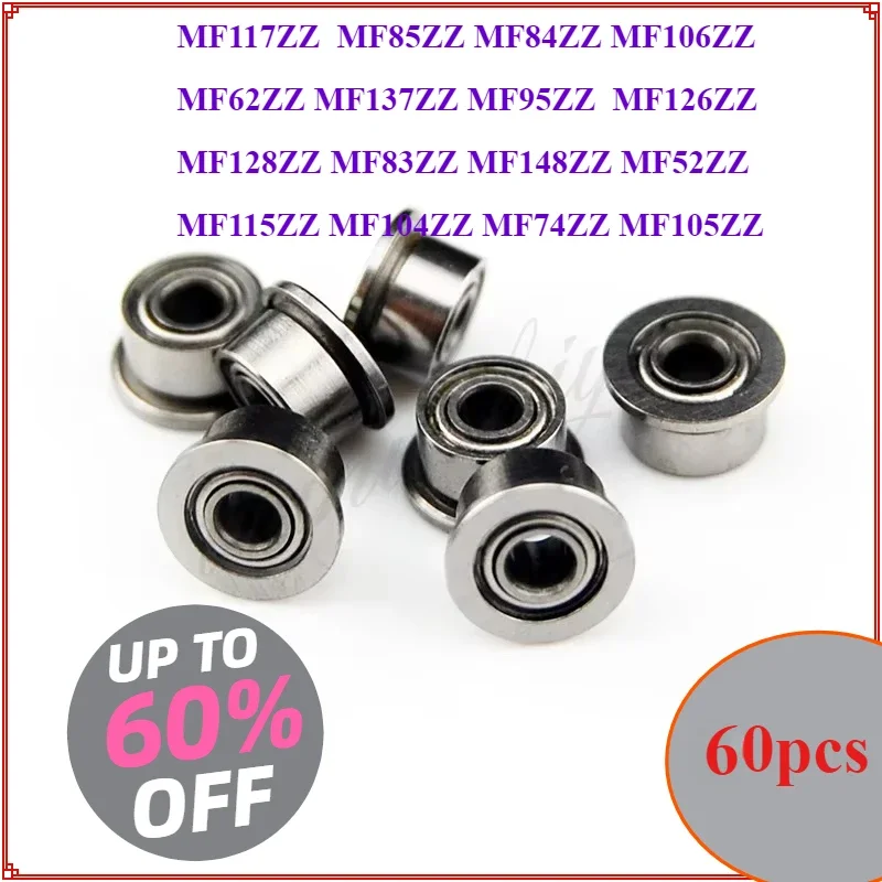 

60pcs Thin Wall Metal Shielded Flanged Bearings MF52ZZ MF62ZZ MF63ZZ MF74ZZ MF83ZZ MF84ZZ To MF148ZZ Miniature Flange Bearing