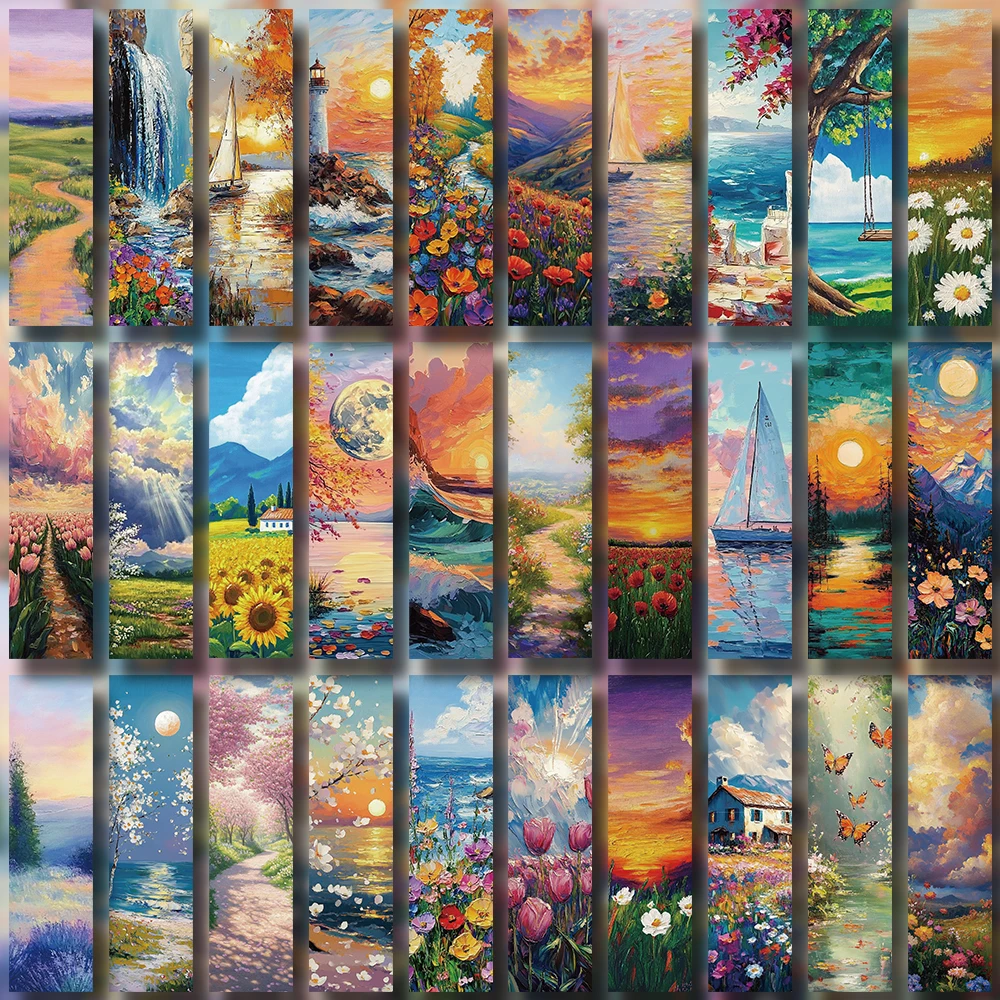 

30pcs Romantic oil painting bookmark Back to school book decorative cards reading label Stationery Gifts for Book Club Reader