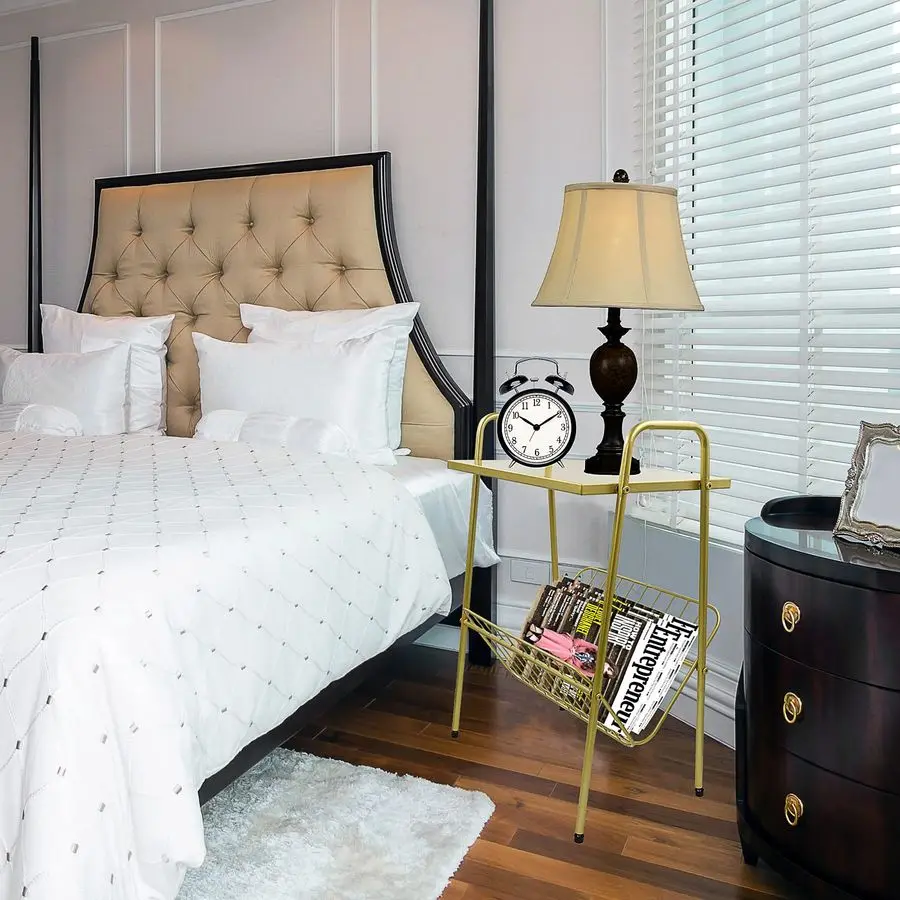 

Приставной столик, золотой приставной столик с подставкой для журналов, подставка для проигрывателя с местом для хранения, прикроватная тумбочка для гостиной, Be