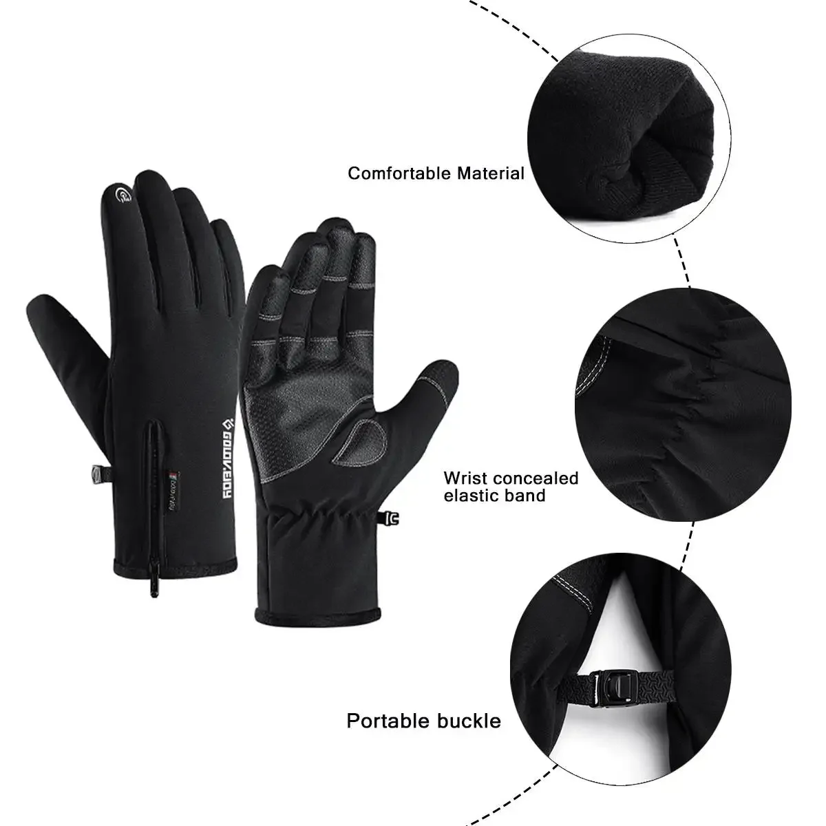 

Motorcycle Gloves Driving Riding Winter Thermal Warm Gloves Windproof Anti-slip Touch Screen Gloves Universal