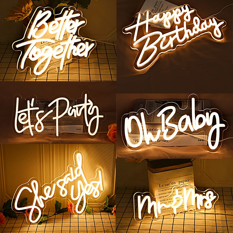 

Custom Made Happy Birthday Neon Sign Party LED for Wall Decoration Wedding Bar Shop Rave Home Anniversary Gift