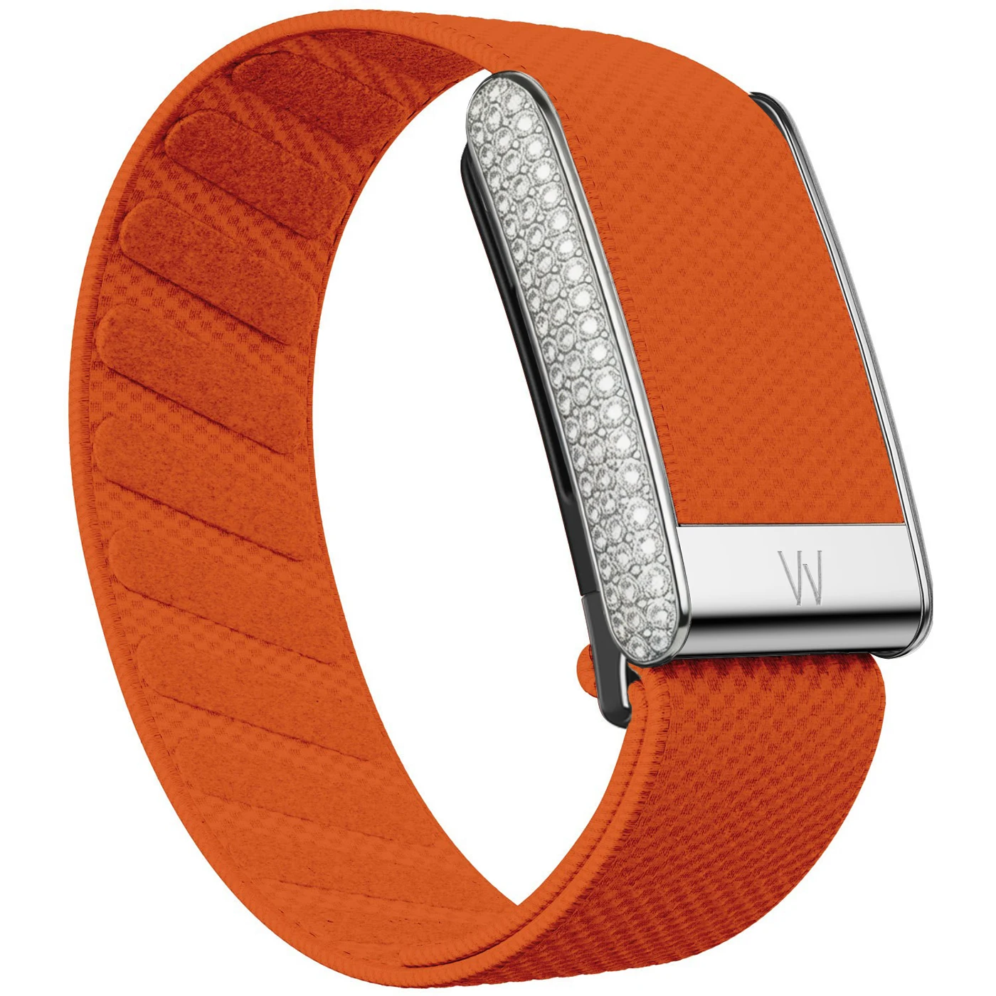 Diamond-Embedded For Whop5.0 Straps Nylon Woven Elastic Casual Wristband with Full-Diamond Bright Silver Metal U-Frame Band