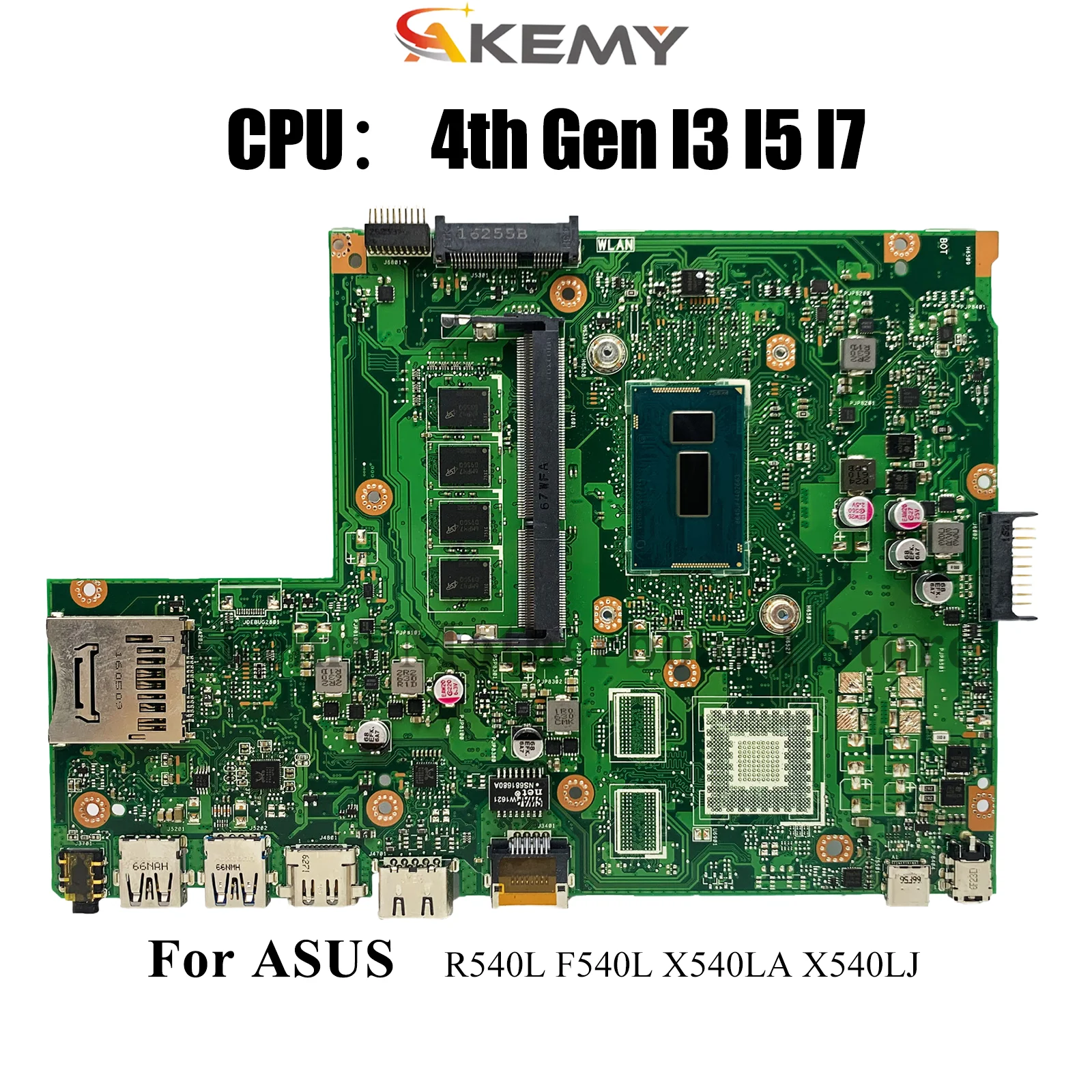 X540LA Laptop Motherboard For ASUS VivoBook A540L F540L X540LJ D540L R540L X540L X540LA Notebook Mainboard With I3 I5 I7 CPU stk