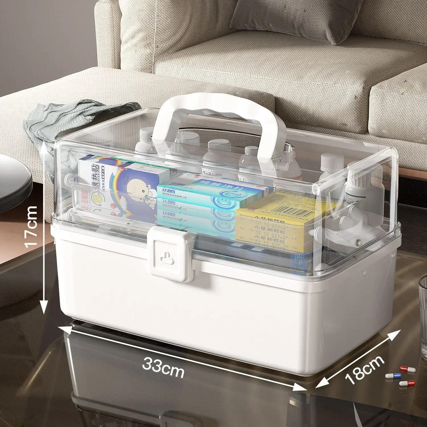 NOUVEAU Grand coffre de rangement domestique avec poignée, boîte à médicaments, boîte de rangement m