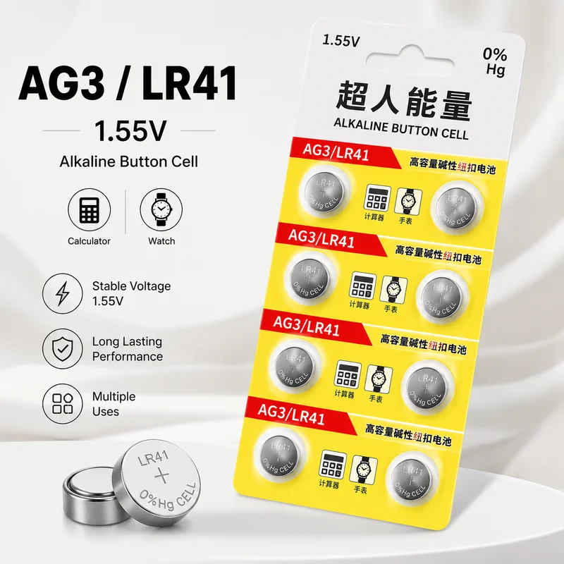 Alkaline Button Cell Battery LR41 AG3 392 SR41 192 L736 384 Coin Cells for Watch Toy Mini Flashlight Electronics 5-50Pcs