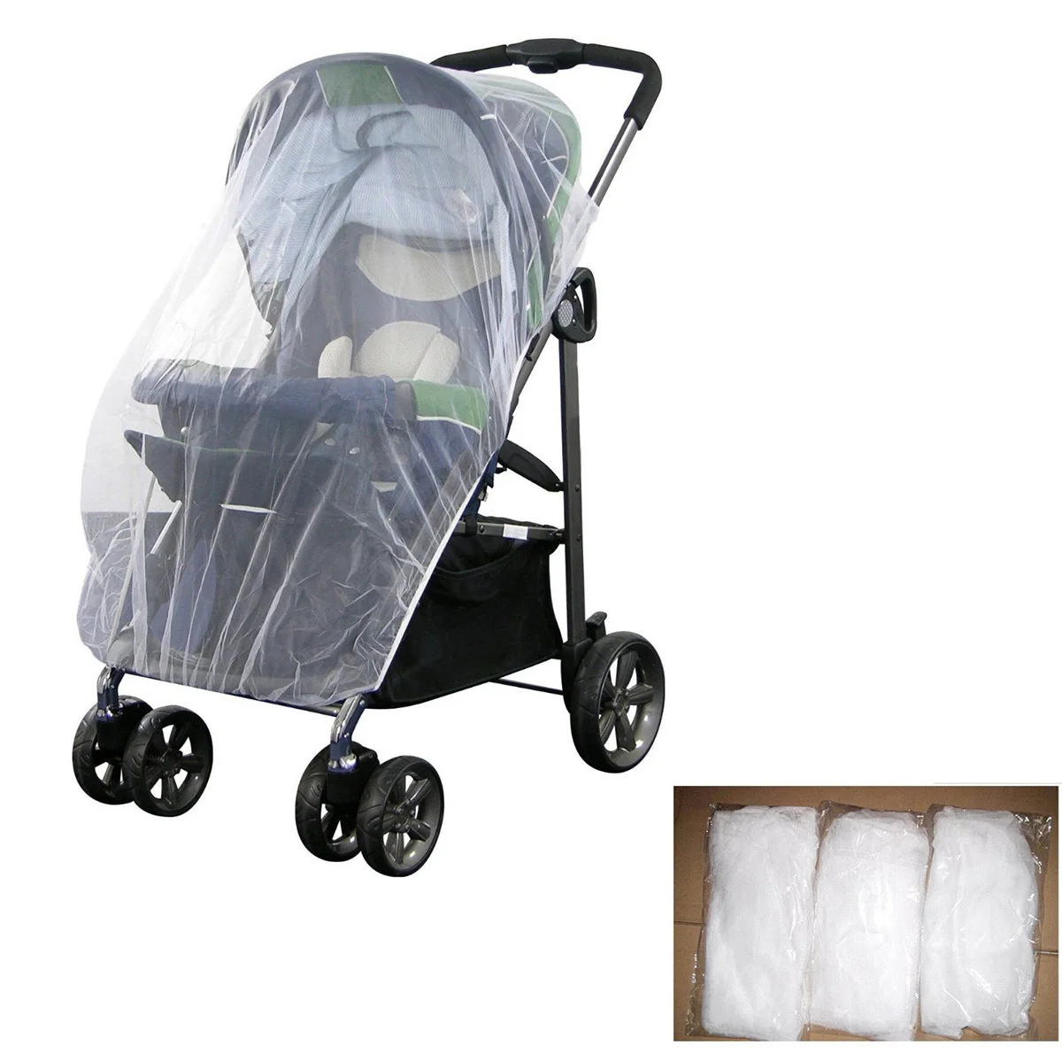 Stroller Insect Net Cover 150cm White Polyester Babies from Flying Insects Easy Fit Baby Stroller Net