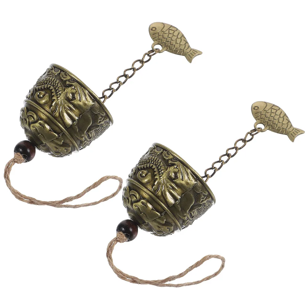 

2pcs Alloy Wind Chime Hanging Ornament Vintage Bell Decorative Pendant Crisp Sound Wear-Resistant Outdoor Indoor