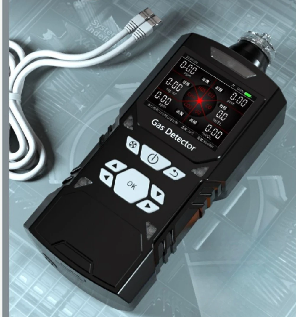 Pump suction five-in-one gas detector accurately detects combustible oxygen hydrogen sulfide ammonia carbon dioxide hydrogen