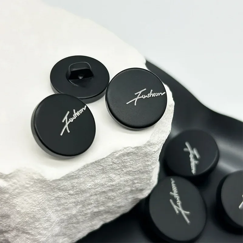 10pcs Black Fashion Buttons 15/20/25mm Round Smooth Resin Shank Buttons Apparel Sewing Accessories