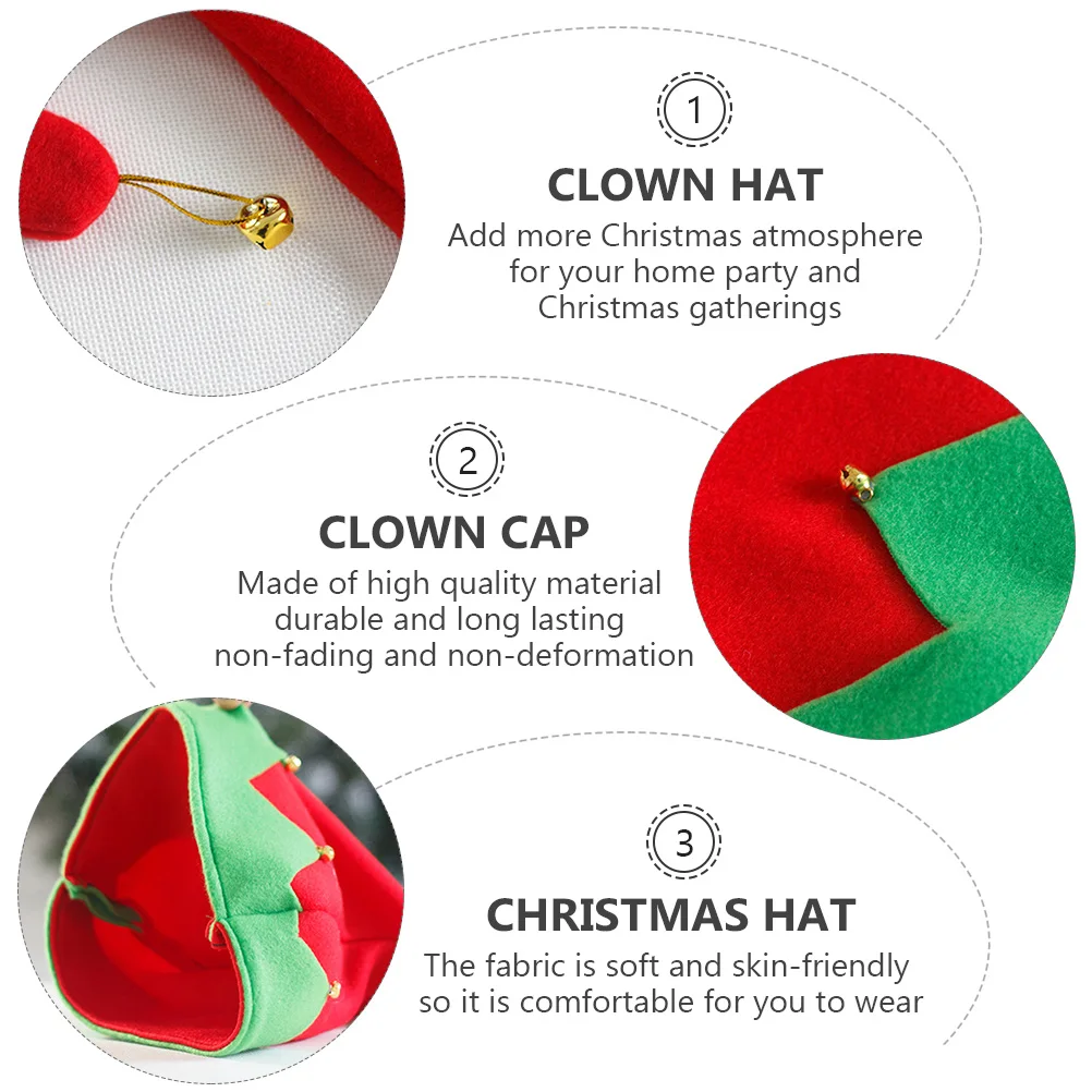 

3pcs Red Green Clown Cap Striped Elf Cap Party Costume Christmas Hat Accessories Xmas Decorations Holiday Fun