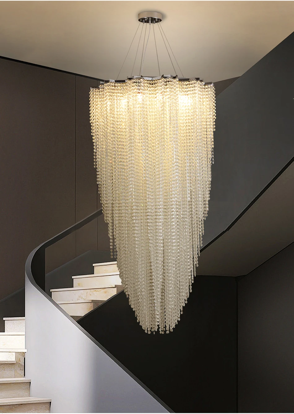 

Modern Crystal Chandelier For Dining Room Luxury Home Decor Chrome Led Large Staircase Cristal Lamp