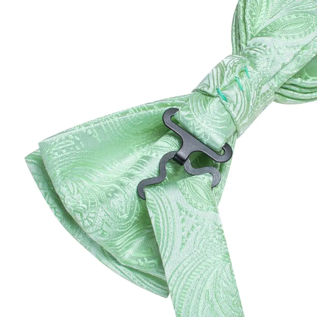 Conjunto de Abotoaduras Lenço Masculino, Oi-Tie, Sábio, Menta, Grama, Cerceta, Verde, Seda, Nó Borboleta, Pré-amarrado, Casamento, Negócio