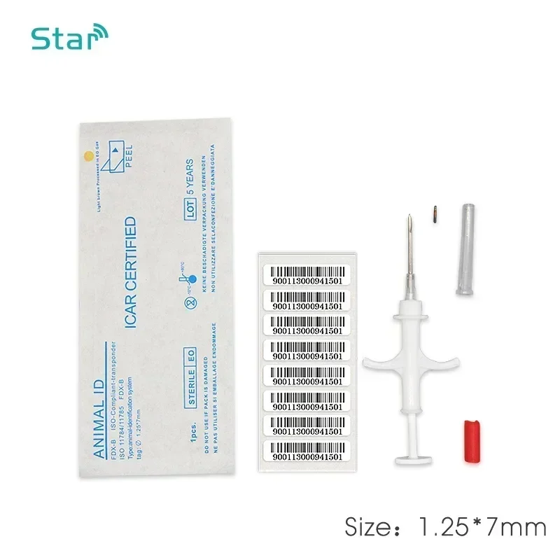 40pc 134.2KHz Pet ID Glass Tag Animal Injectable Microchip Syringe FDX B ISO11784/5 ICAR Animal Syringe for Cat Dog Snake Turtle