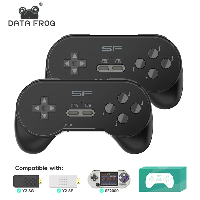 DATA FROG 1/2 Stück schwarzer kabelloser Game-Controller für die tragbare Videospielkonsole SF2000, ideales Geschenk für Kinder