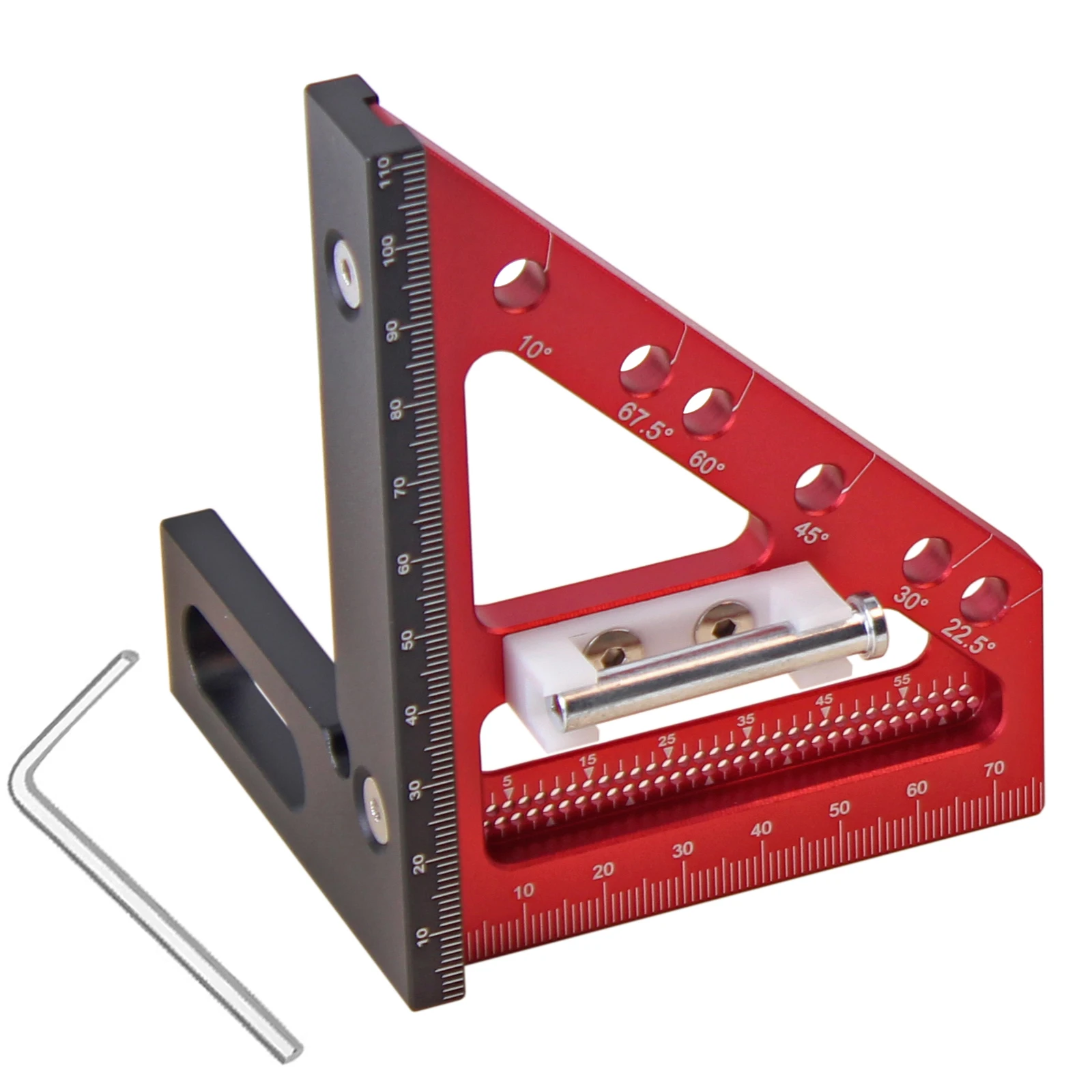 Imagem -04 - Carpenter Square Hole Scribing Ruler Régua de Medição com Pino Angular Construção Precision Woodworking Tool 225-90 Graus 1pc