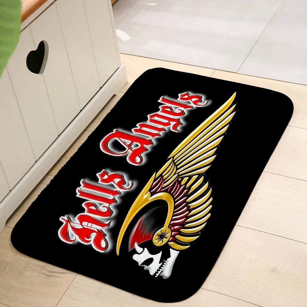 

Hell Angels Vintage Print Motorcycle Floor Mat For Sofa Floor Cushions Modern Soft Fluffy Home Rug For Bedroom Play Carpet
