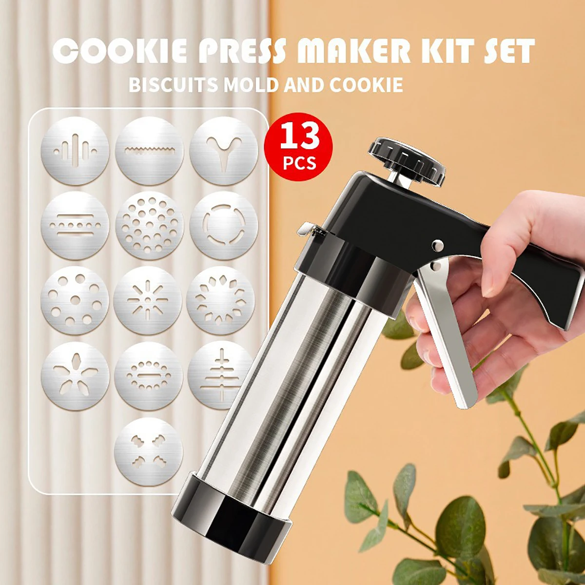 13 Cookie Shapes 8 Cream Shapes Stainless Steel Squeezing Shaping Tool Cake Nozzles Mold Sets Cookie Making Pastry Extruder