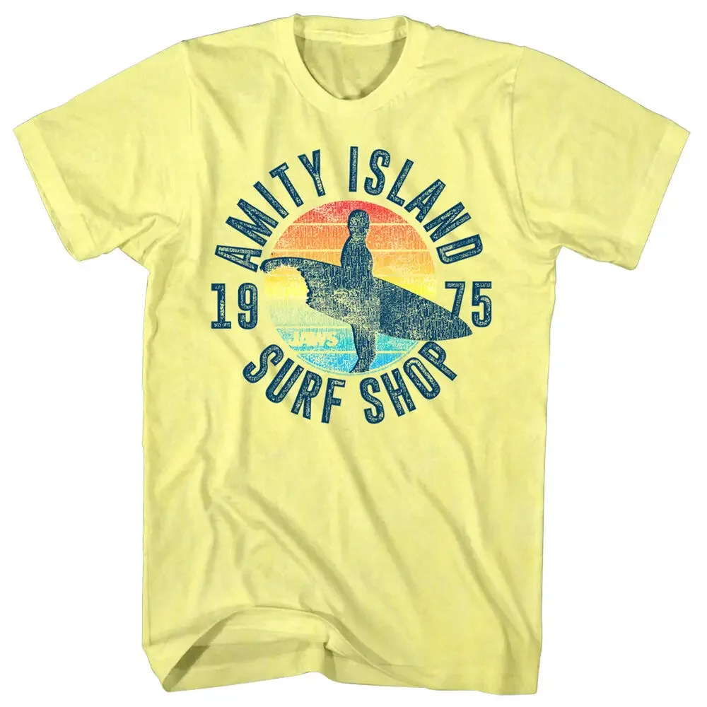 Amity Island Surf Shop 1975 Men's T shirt Fishing Shark Shirt Spielberg TeeAnime pattern luxury brand retro