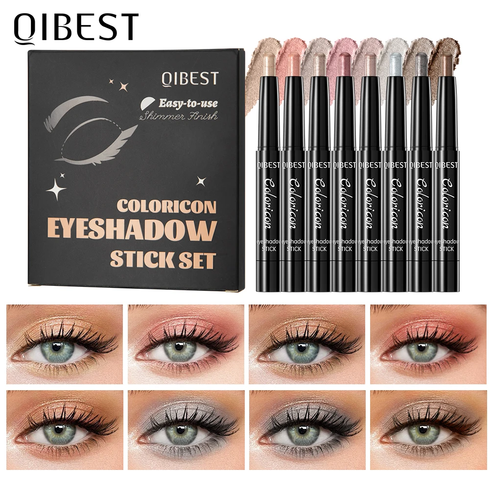 QIBEST Perlglanz-Lidschatten Make-up-Set Schimmernder Glitzer Diamant-Effekt Natürlich Langanhaltender Lidschatten Kosmetik-Set Highlighter