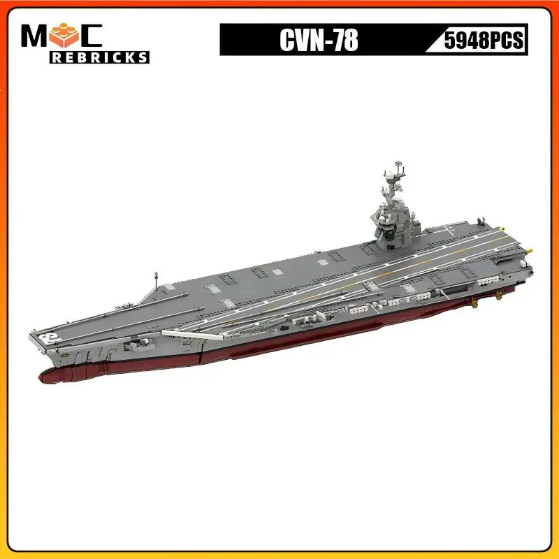 Heavy Military Nuclear Warship CVN-78 Airplane Carrier MOC Technology Building Block Weapon Creative Kid\'s Bricks Toys Xmas Gift