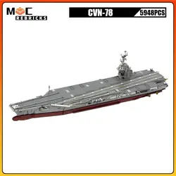 Heavy Military Nuclear Warship CVN-78 Airplane Carrier MOC Technology Building Block Weapon Creative Kid's Bricks Toys Xmas Gift