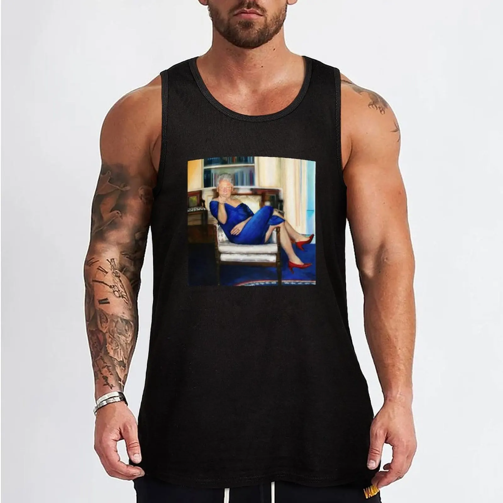 Parsing Bill - Bill Clinton in Blue Dress - Jeffrey Epstein Tank Top muscular man Men's vest men gym