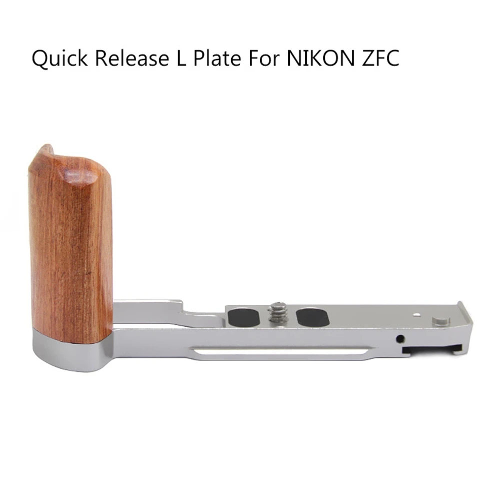 Quick Release L Plate Wooden Side Handle Bracket Handgrip for NIKON ZFC Digital Camera Tripod Accessories Silver