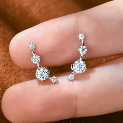 IOGOU Fashion 4-stones Moissanite Earrings Stud Climber for Women 925 Silver Original Fine Jewelry 2024 Trend Gift Certified