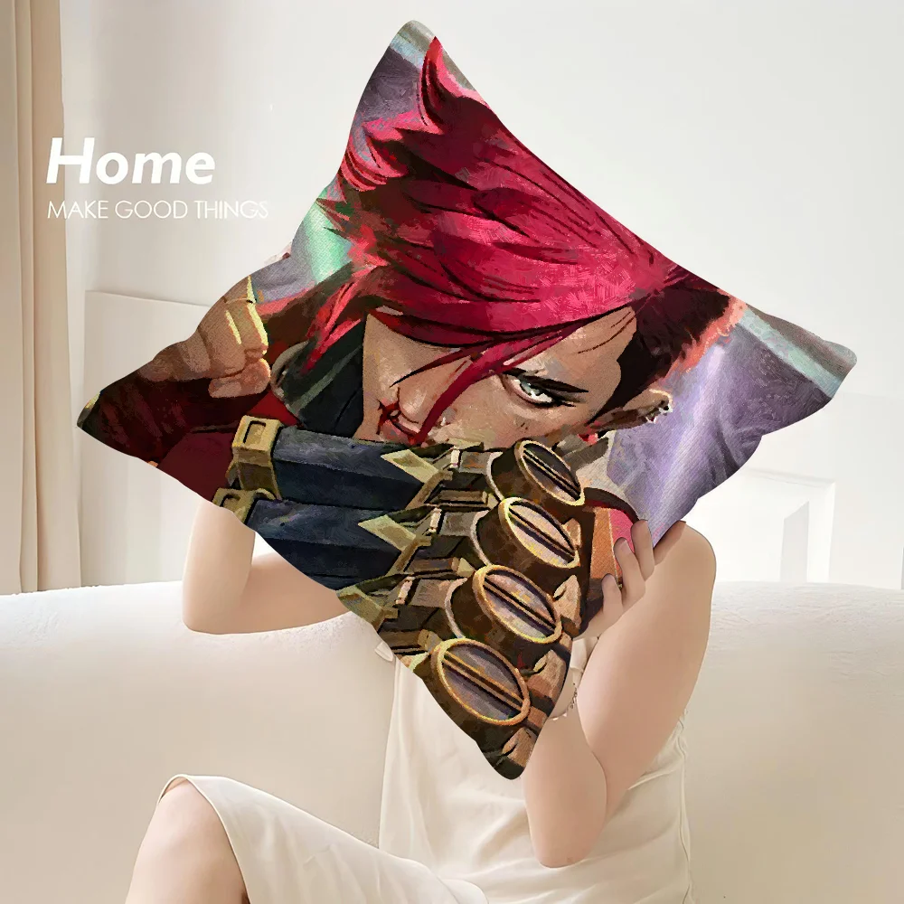 VI ARCANE L-League of Legends Pillow Case Sofa Decorative Home Double-sided Print Plush Square Throw Pillow Covers Cushion Decor