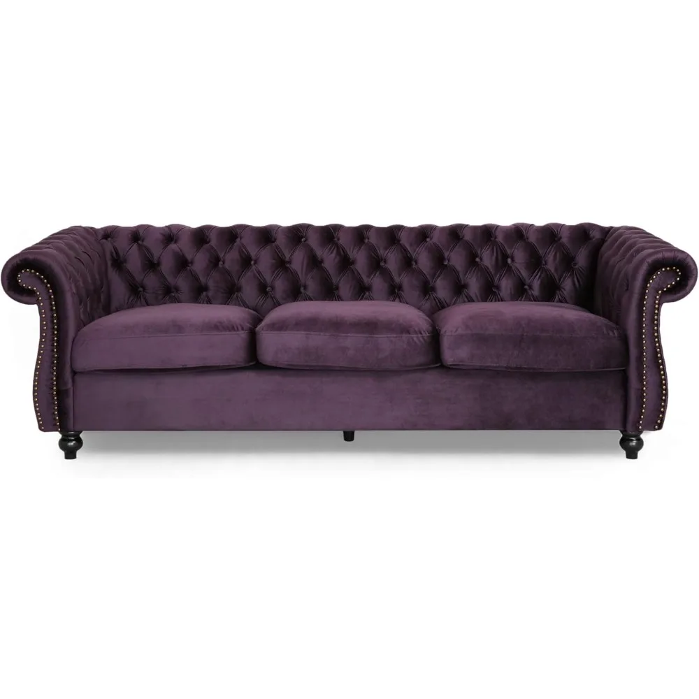

Great Deal Furniture GDFStudio Tufted Jewel Toned Velvet Sofa with Scroll Arms
