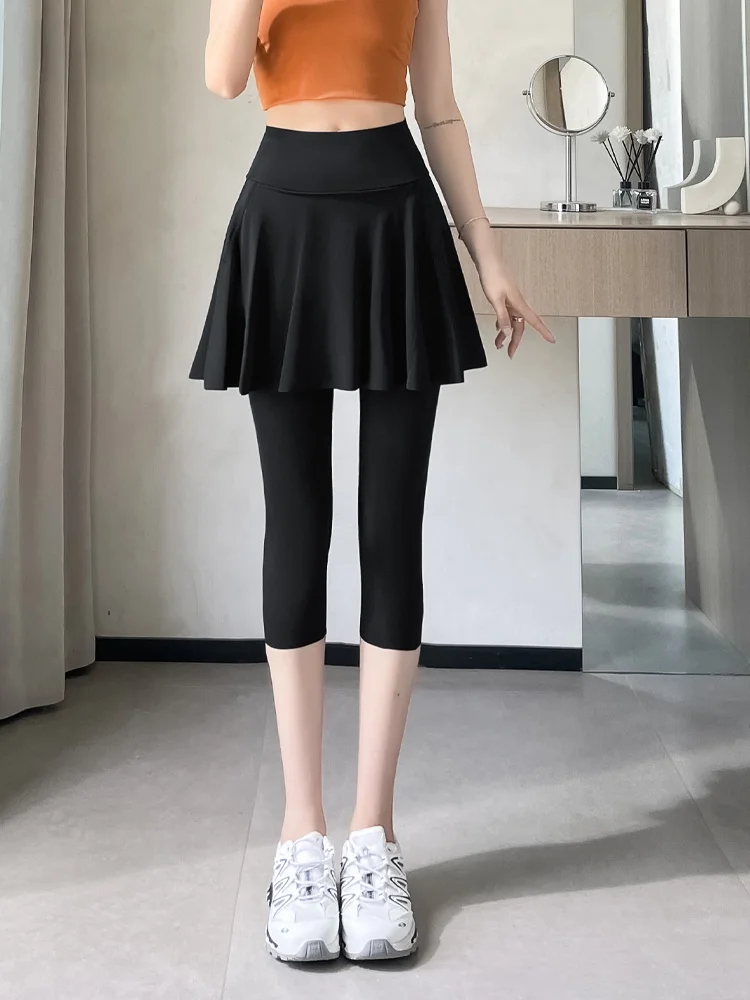 High Waist Thin Loose Yoga Pants Skirts for Women Summer Casual Slimming Drapey Versatile Anti-Light Base Layer Pants