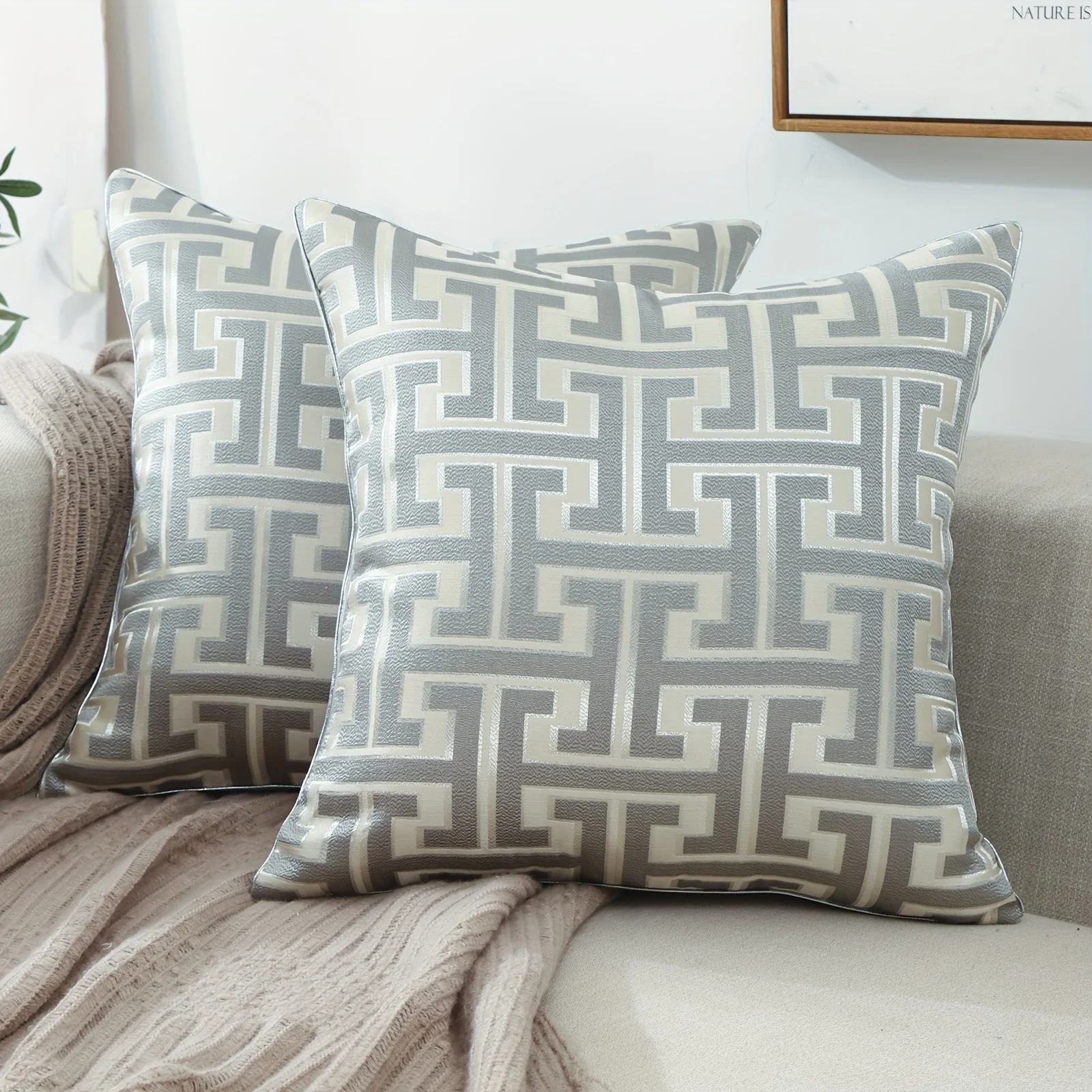 1pcs/set Modern Geometric Jacquard Pillow Cover with Invisible Zipper - Perfect for Living Room and Bedroom Decor