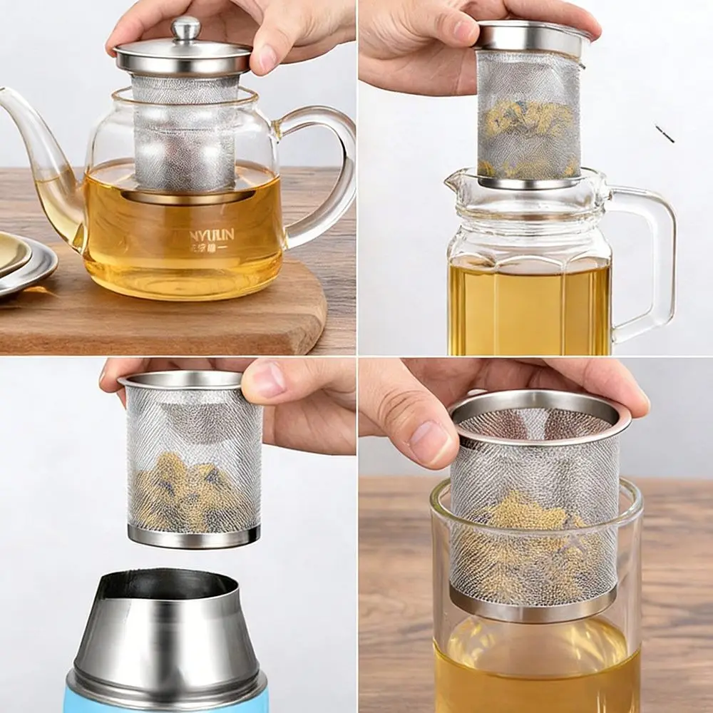 New Stainless Steel Tea Strainer Multifunction Filter Replacement Mesh Strainer Reusable Metal Filter Teapot Use