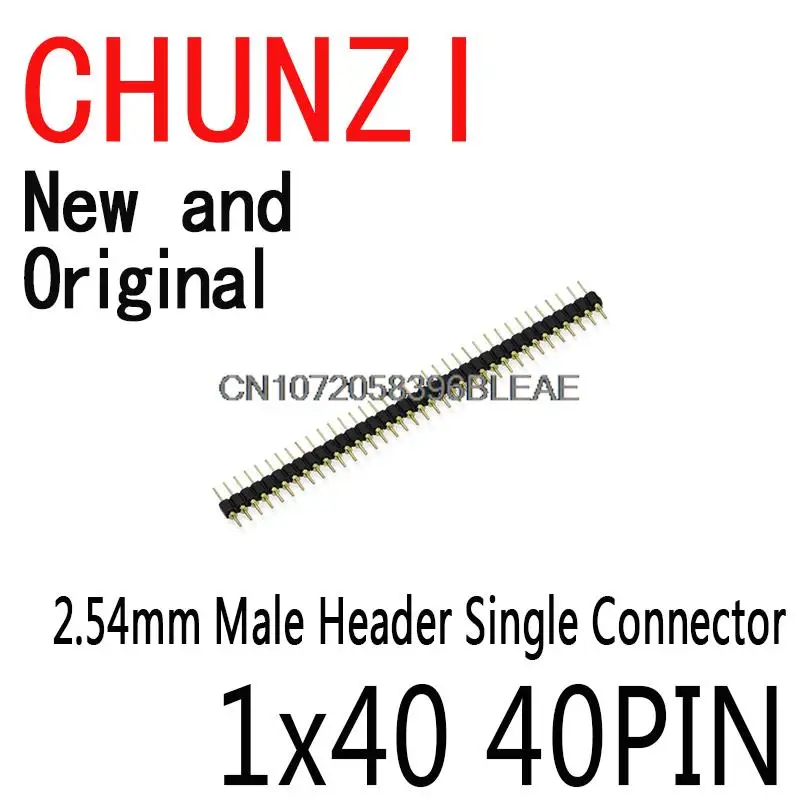 Nieuwe Ibuw Connector Ronde 40P Header Strip Mannelijke Header Enkele Rij 40 Pin 2.54mm Pin Naald 1x40 Connector 40Pin Connector 5 Stuk