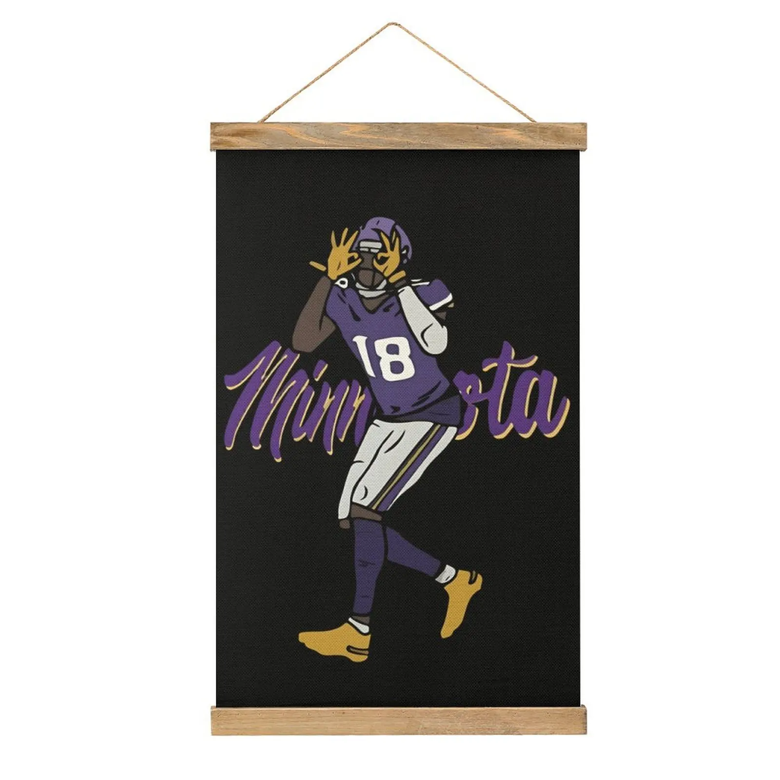 Minnesota vikings jogador arte linho pendurado pintura novidade desenhar quarto artesanato decoração humor branco decorar