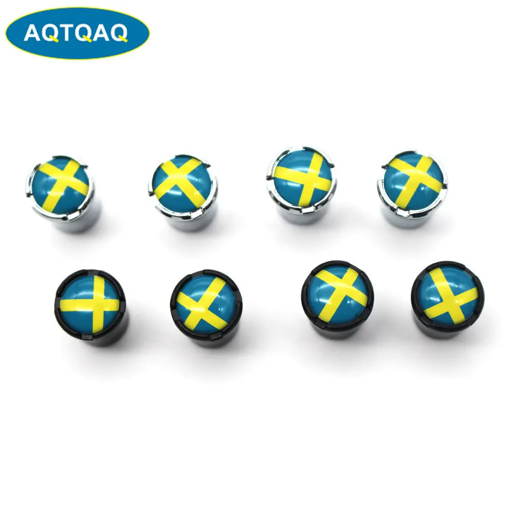 

4 Pcs/Set Zinc Alloy Sweden National Flag Tire Valve Stem Cap Tire Wheel Stem Air Valve Caps for Auto Cars