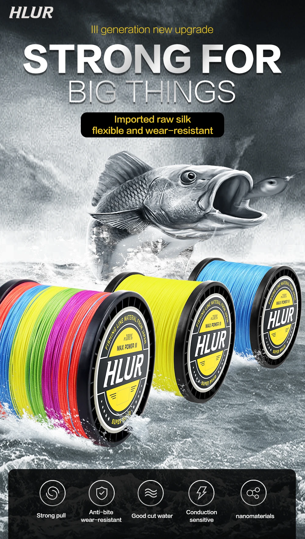 HLUR Geflochtener Draht X16 100/300/500/1000 m 4 Farben Alle Für PE Angelschnur MaxDrag 150LB Multifilament Für Salzwasser Pesca – Detail 1