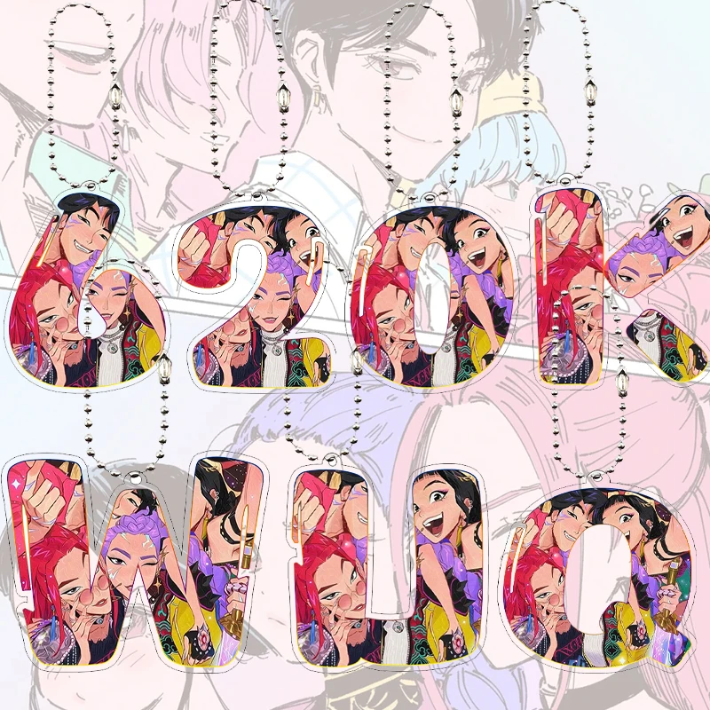Аниме Kawaii KPop Охотники на демонов акриловый брелок с буквой A-Z 0-9 двусторонний брелок с принтом автомобильный брелок для фанатов подарочные украшения игрушки