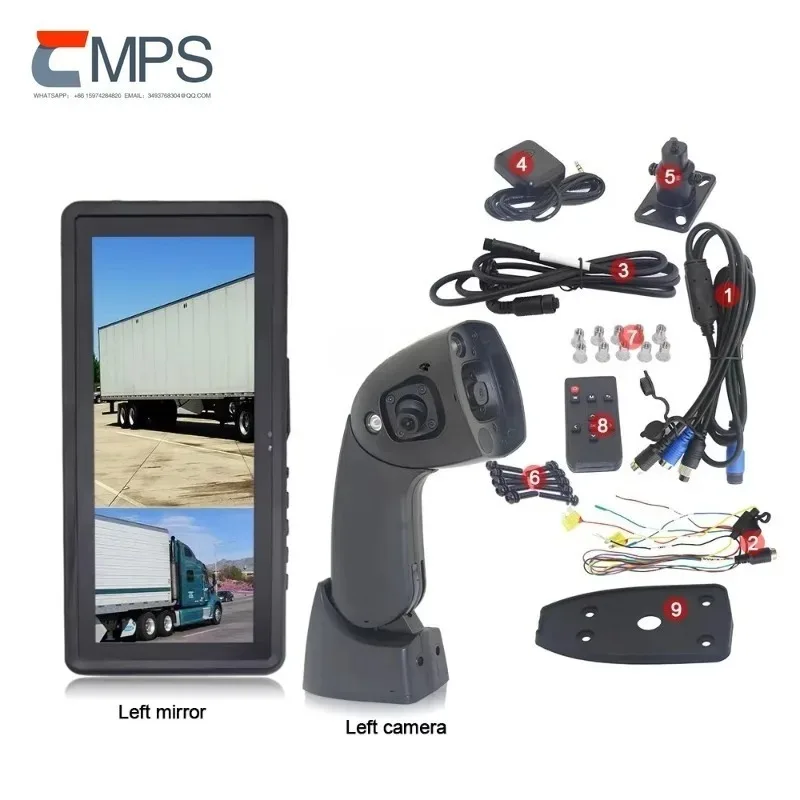 

12.3'' Side View E-Mirror AI Detect Touch Screen HD Car Long Arm HD 1080P Camera Bus Truck Camera
