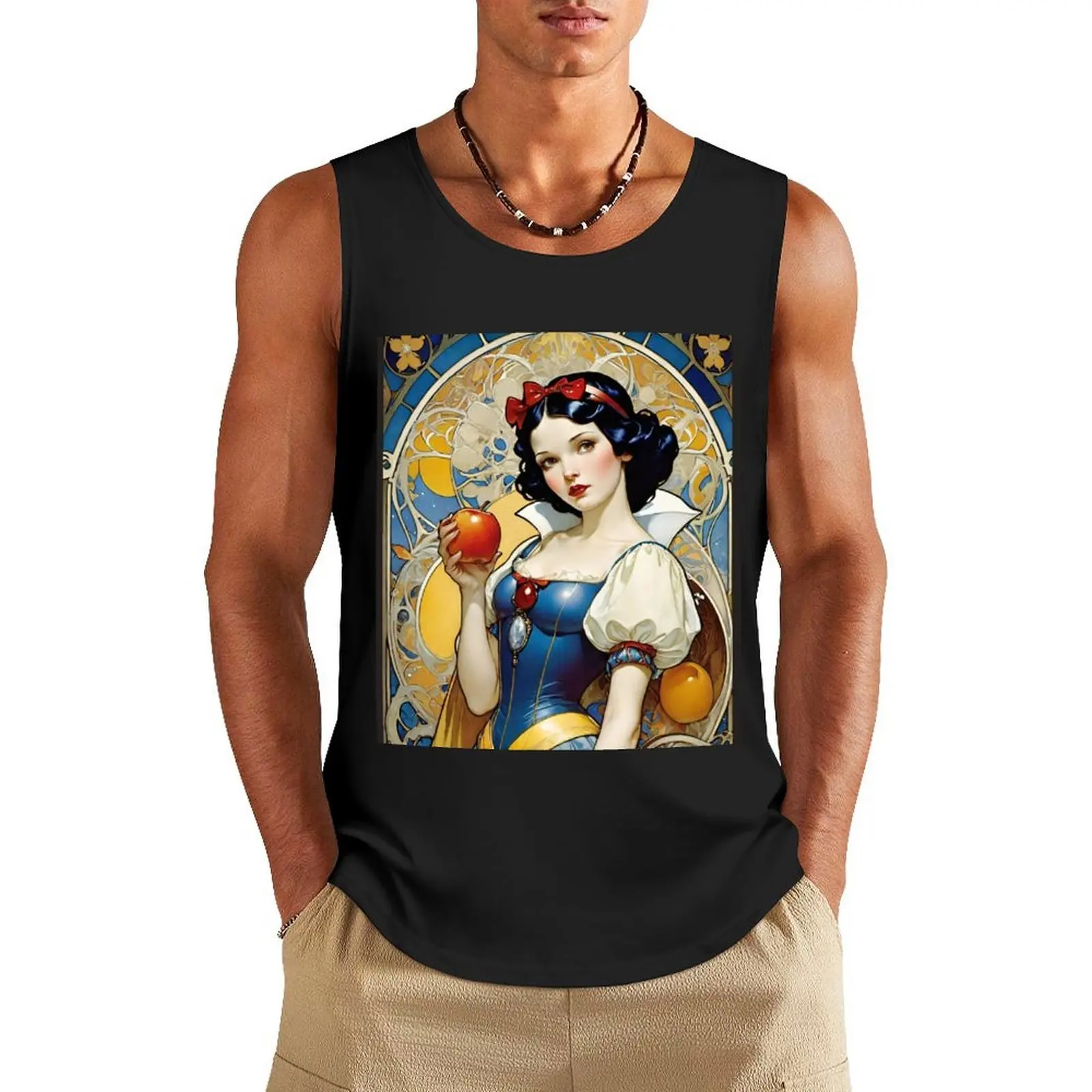 

Art-Nouveau Snow White Tank Top summer man sexycostume Men's clothes luxury style t-shirts for Men's gym