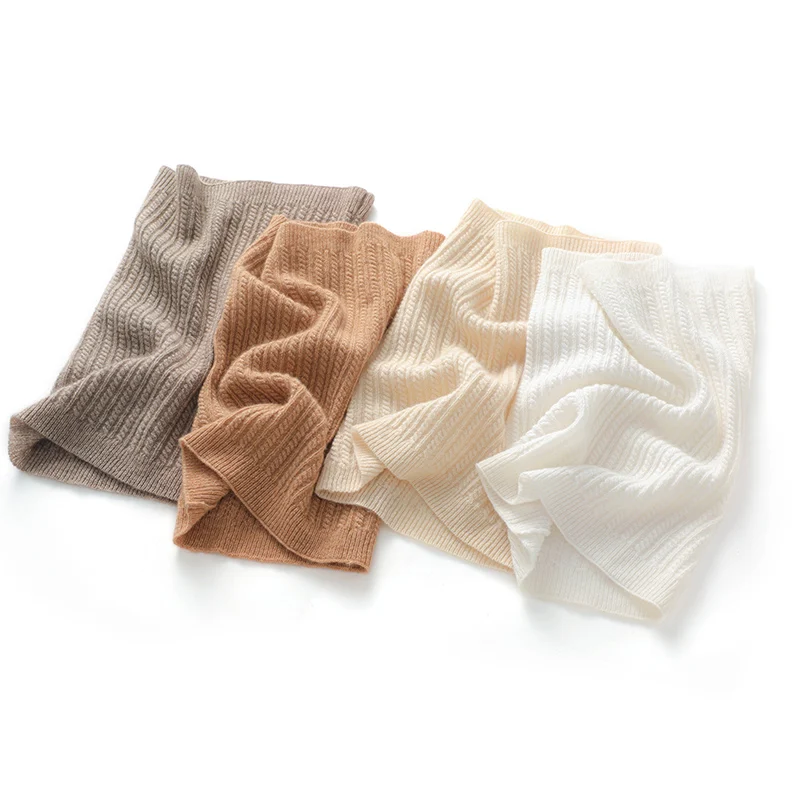 

Hot-Selling 100%Cashmere Women's Neck Warmer Solid Color Warmth Protection Small Scarf Neck Protection Knitted Men's Neck Warmer