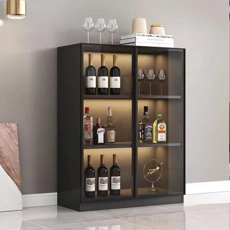 Glass Door Wine Cabinet Light Luxury Floor Display Cabinet Modern Home Nordic Restaurant Coffee Simple Meuble Vin Bar Furniture