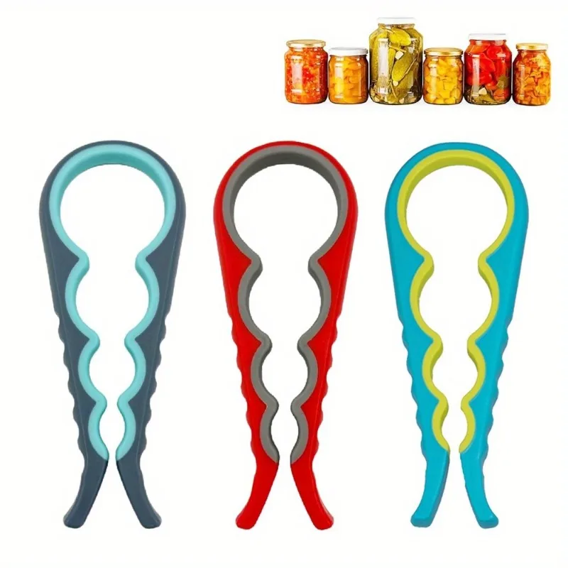 Jar opener, 4 in 1 multifunctional non-slip bottle opener for the elderly and children with arthritis, low physical strength