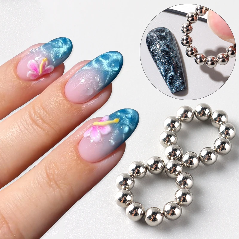 10/20 piezas de cuentas magnéticas para uñas con efecto ojo de gato, ondas oceánicas de verano, brillantes, con efecto de mármol y ondas de agua, bolas magnéticas para herramientas de manicura DIY