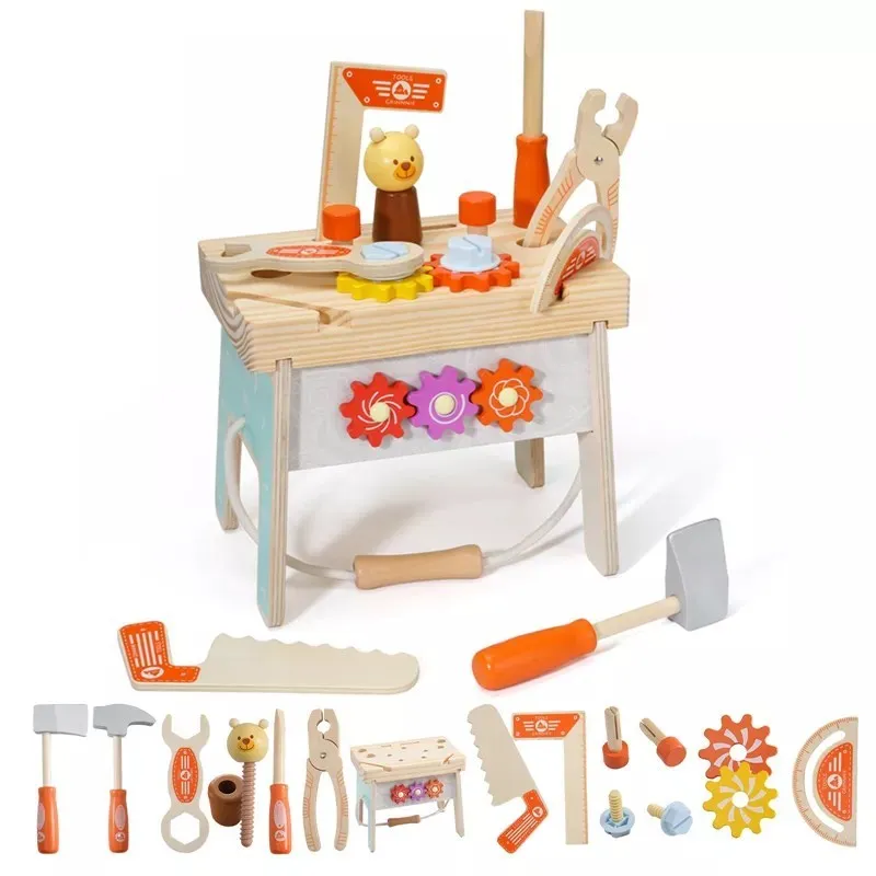 

Montessori Toys Preschool Baby Kids Wooden Toys Simulation Multifunctional Repair Tool Set Pretend Play Toys For Children Gifts