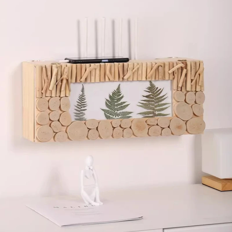 Cable Management Box Wall Mounted Router/Set Top Box Organizer Power Strip Shelf with Hidden Design Storage Solution for Home