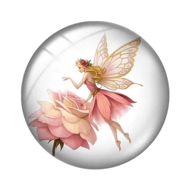 Dreamy Rose Fairy  12/18/20/25mm glass cabochon  bracelet pendant rings for jewelry demo earrings back Making findings